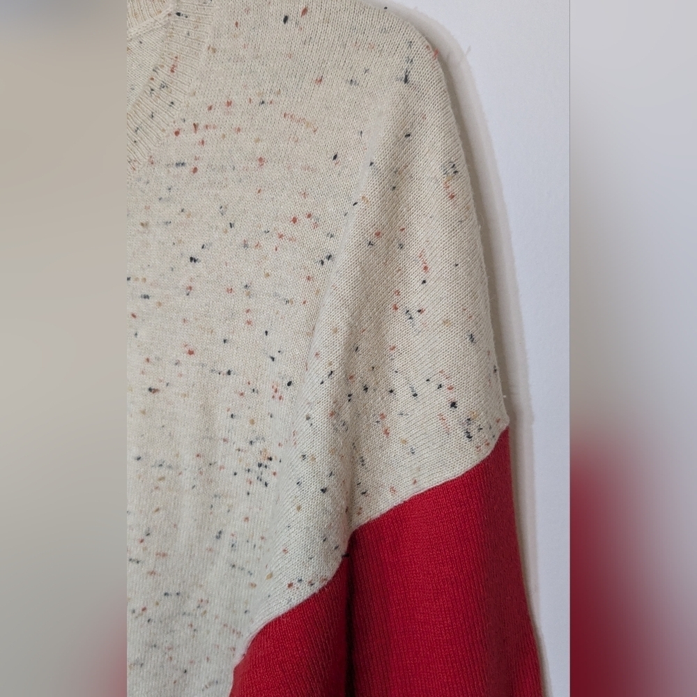 Cath Kidston Sz M Speckled Drop Shoulder Contrast Sleeve Sweater Wool Blend - Picture 2 of 7